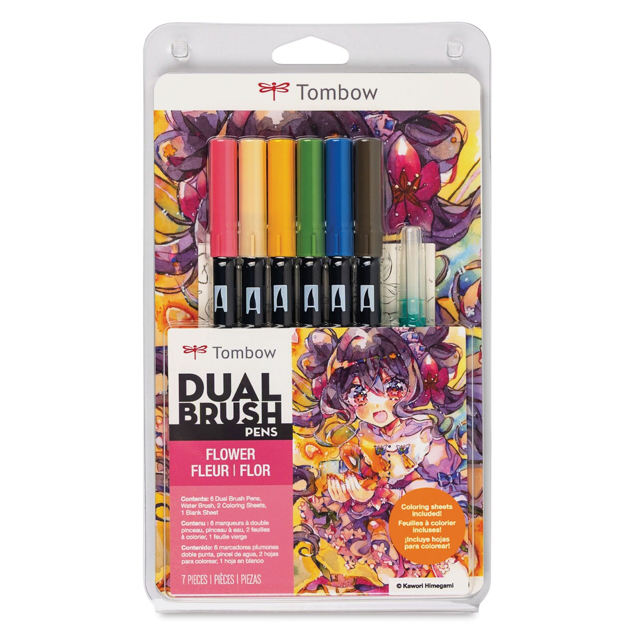 Tombow Dual Brush Manga Illustration Pens - Flower, Kit of 10